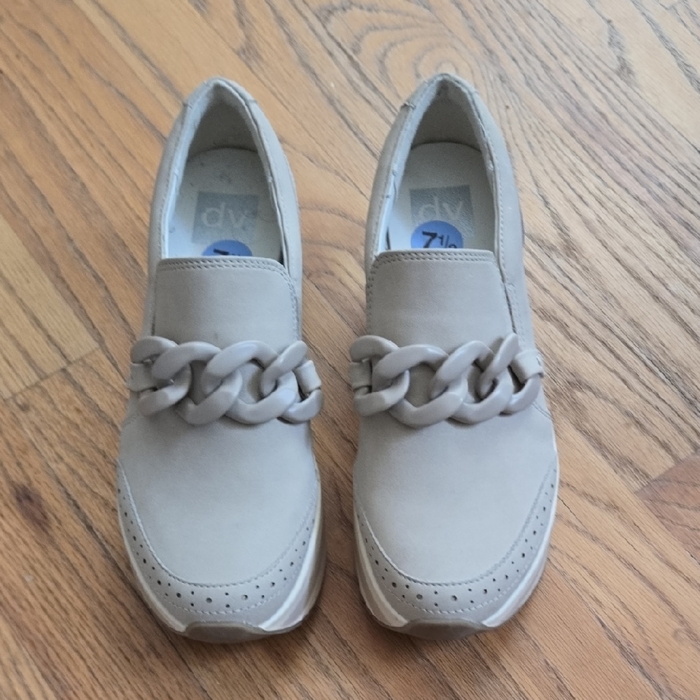 DV by Dolce Vita Taupe Chain-Accent Slip-On Loafers